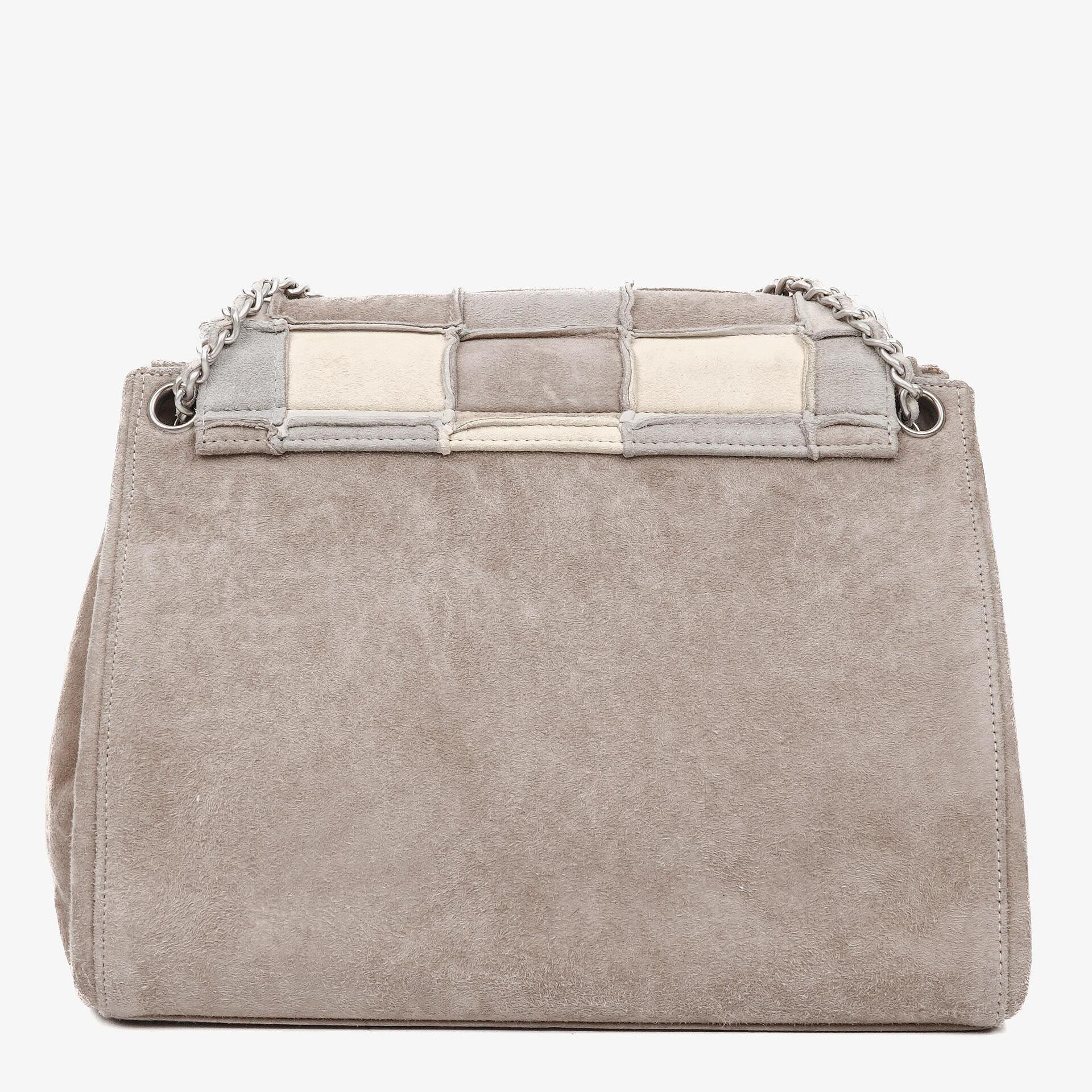 Chanel Mademoiselle Accordion Flap aus beigem Wildleder-Patchwork