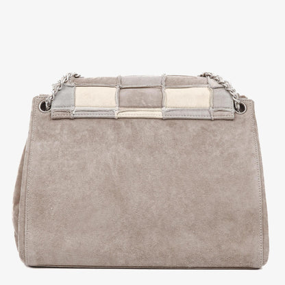 Chanel Mademoiselle Accordion Flap aus beigem Wildleder-Patchwork