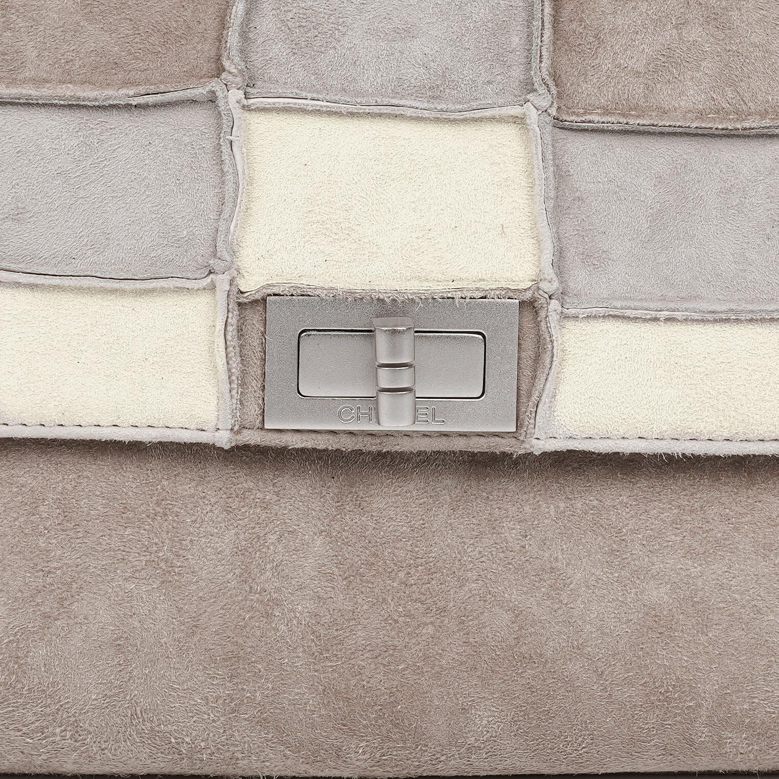 Chanel Mademoiselle Accordion Flap aus beigem Wildleder-Patchwork