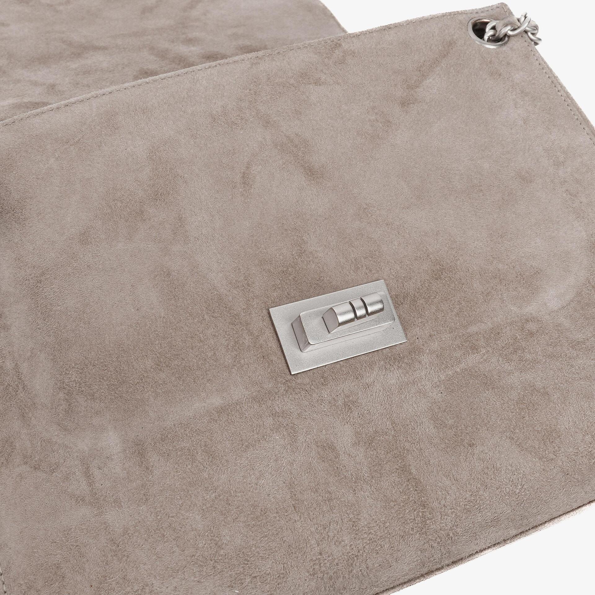 Chanel Mademoiselle Accordion Flap aus beigem Wildleder-Patchwork