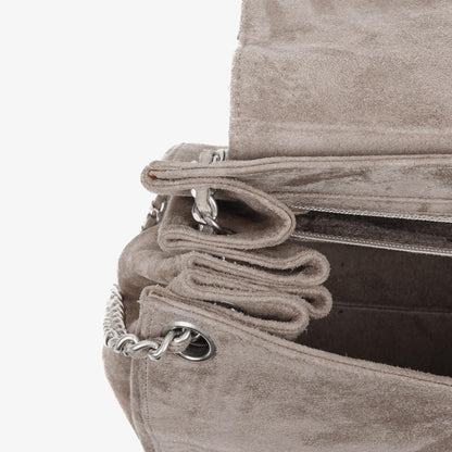 Chanel Mademoiselle Accordion Flap aus beigem Wildleder-Patchwork