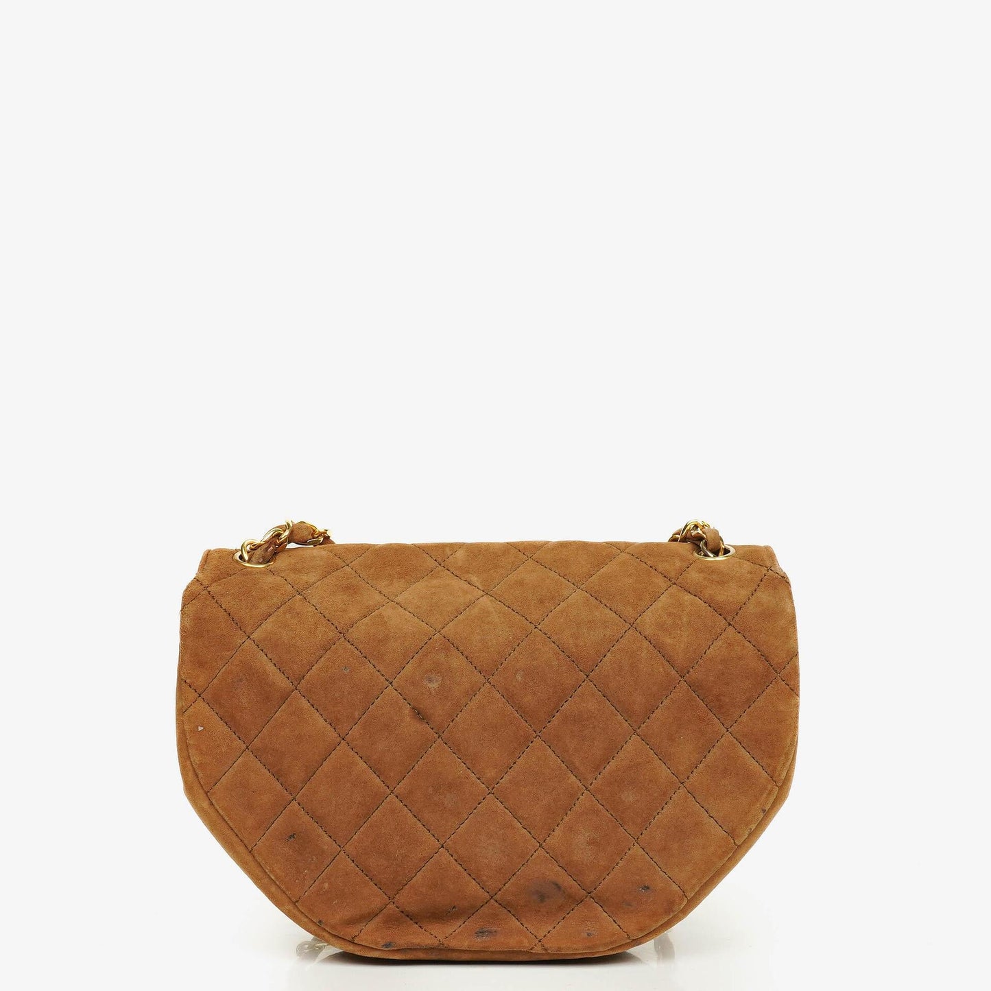Chanel Half Moon Full Flap Tasche aus gestepptem Wildleder