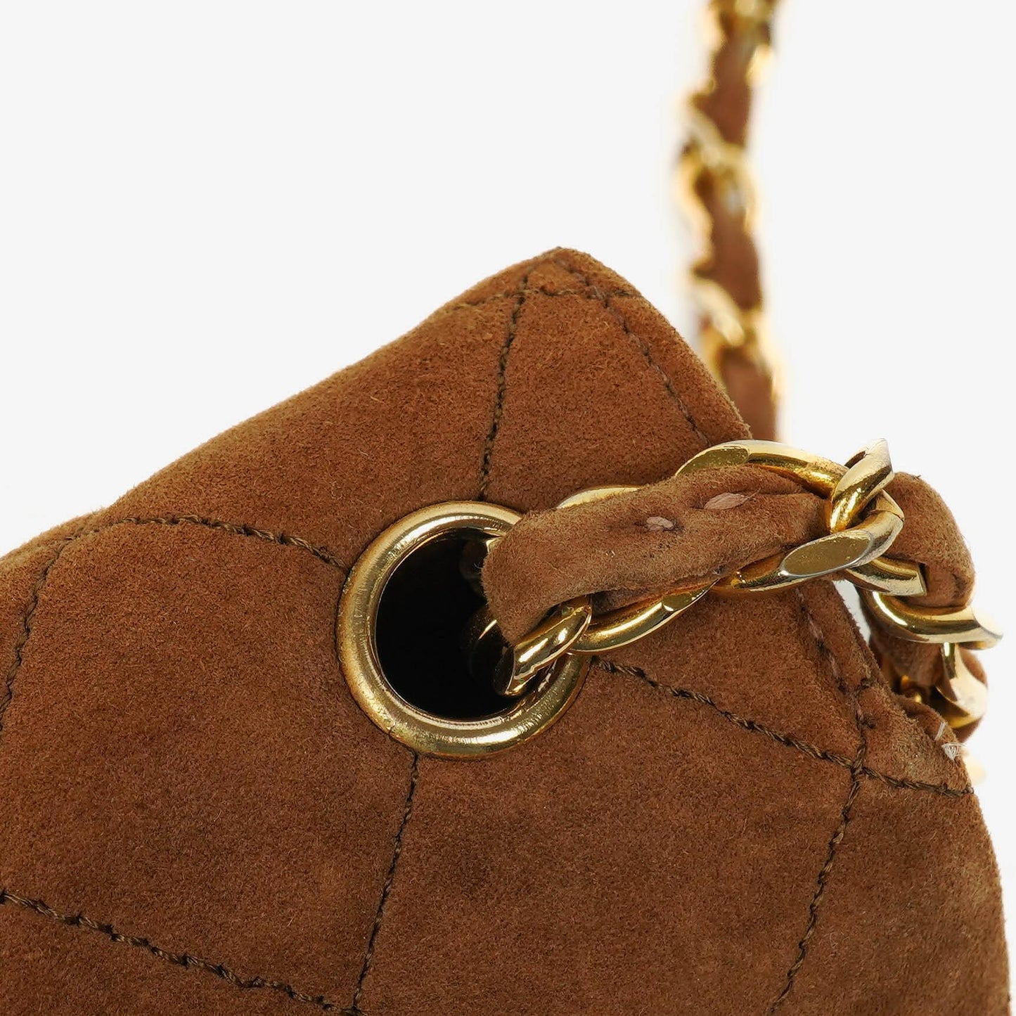 Chanel Half Moon Full Flap Tasche aus gestepptem Wildleder