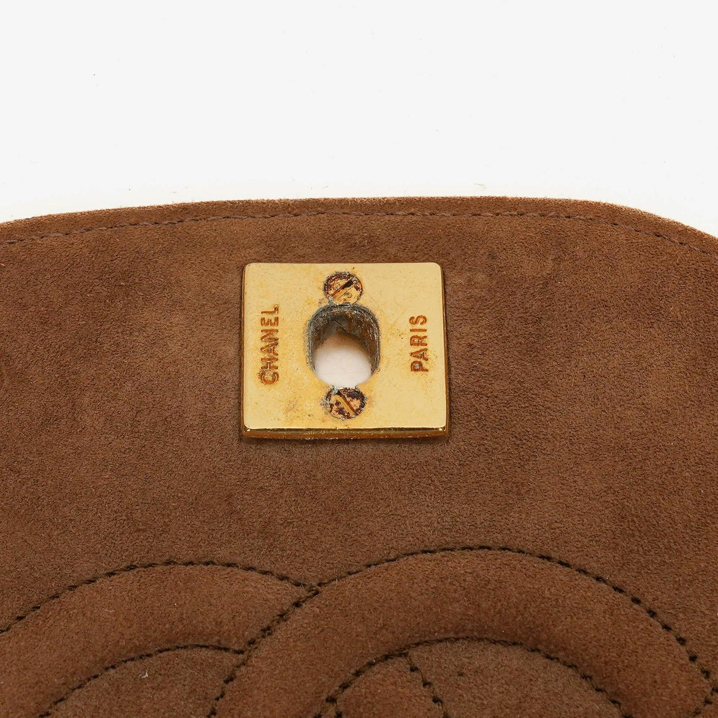 Chanel Half Moon Full Flap Tasche aus gestepptem Wildleder