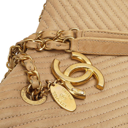 Chanel Surpique Tote Beige Chevron gestepptes Kalbsleder goldfarbene Hardware