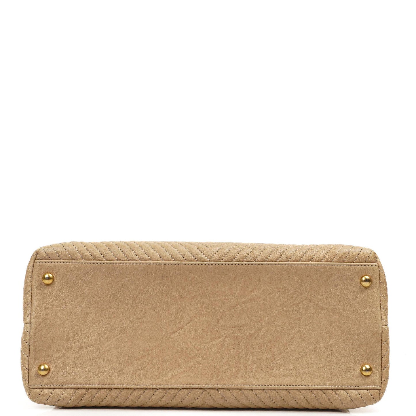 Chanel Surpique Tote Beige Chevron gestepptes Kalbsleder goldfarbene Hardware