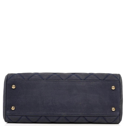 Chanel Timeless CC Mittelgroße Bowling Tasche Marineblau Gestepptes Kaviarleder Goldfarbene Beschläge 2004-2005