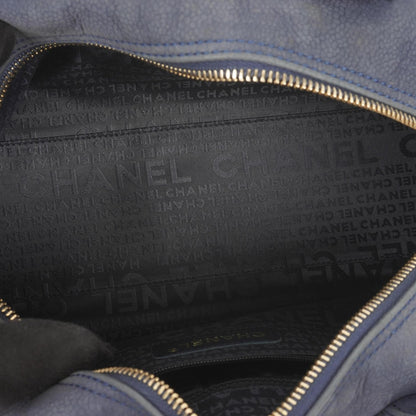 Chanel Timeless CC Mittelgroße Bowling Tasche Marineblau Gestepptes Kaviarleder Goldfarbene Beschläge 2004-2005