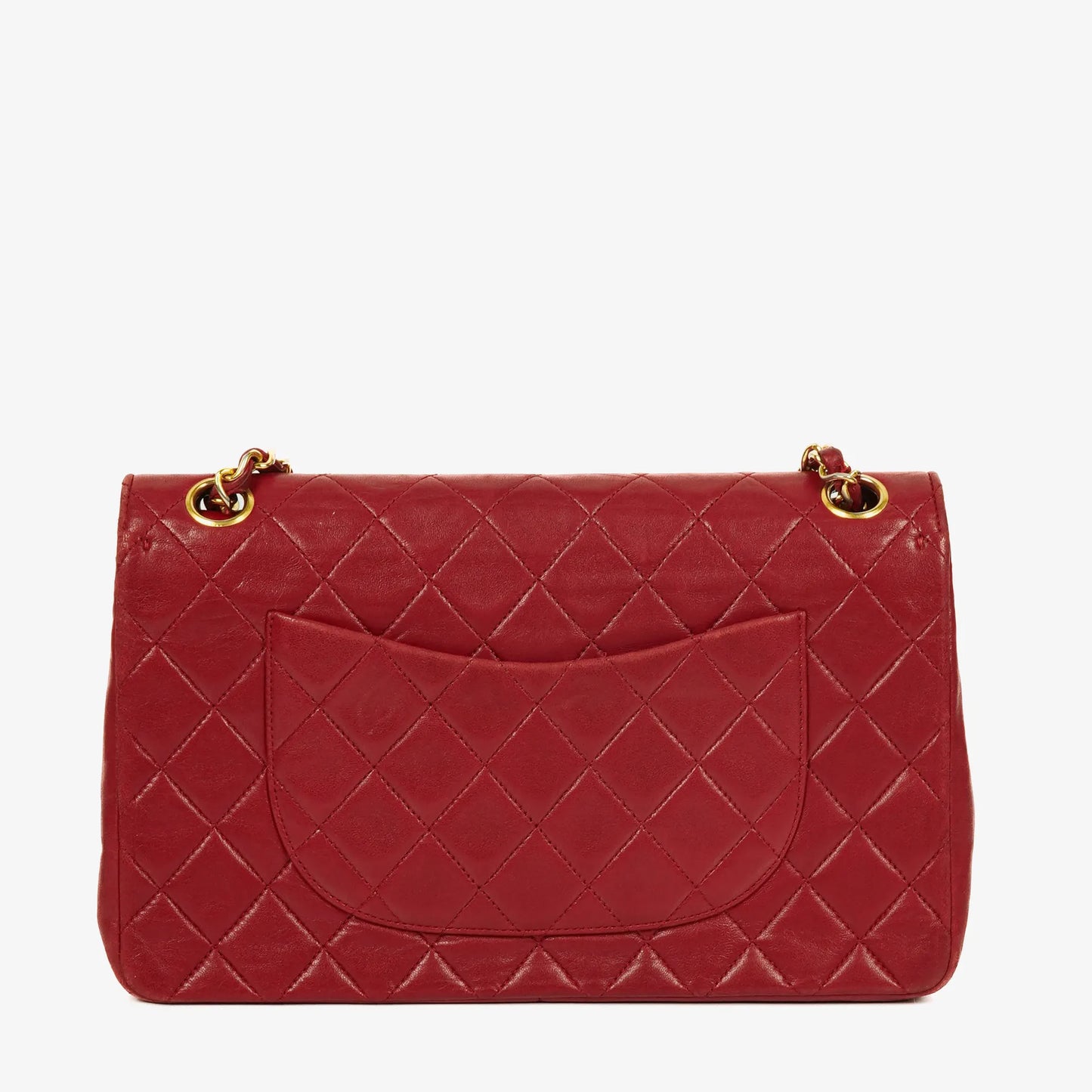 Chanel Timeless Classic Double Flap Bag aus rotem gestepptem Lammleder mit 24K vergoldeter Hardware