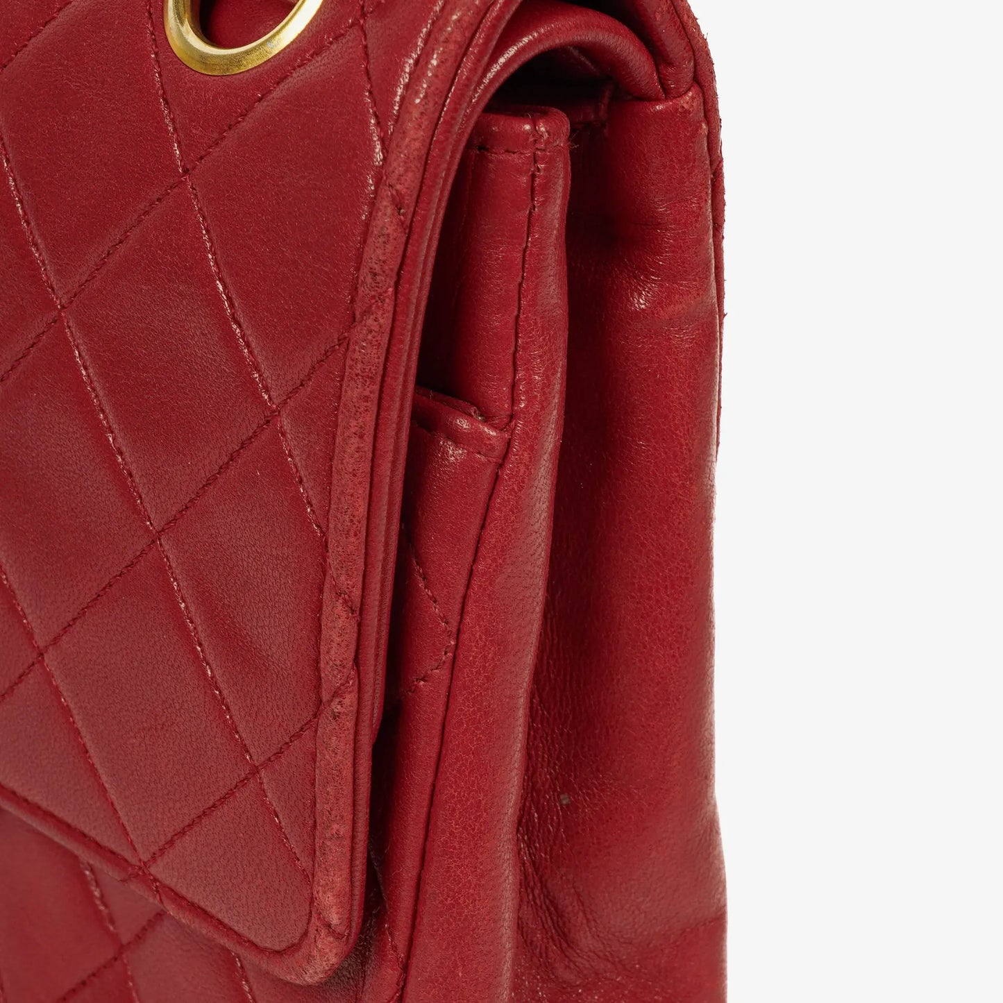 Chanel Timeless Classic Double Flap Bag aus rotem gestepptem Lammleder mit 24K vergoldeter Hardware