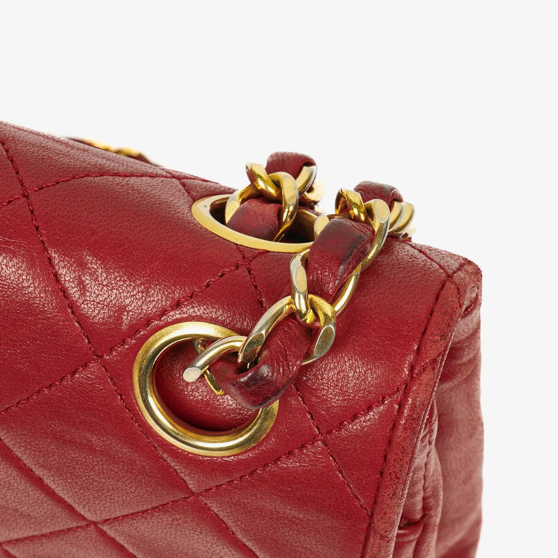 Chanel Timeless Classic Double Flap Bag aus rotem gestepptem Lammleder mit 24K vergoldeter Hardware