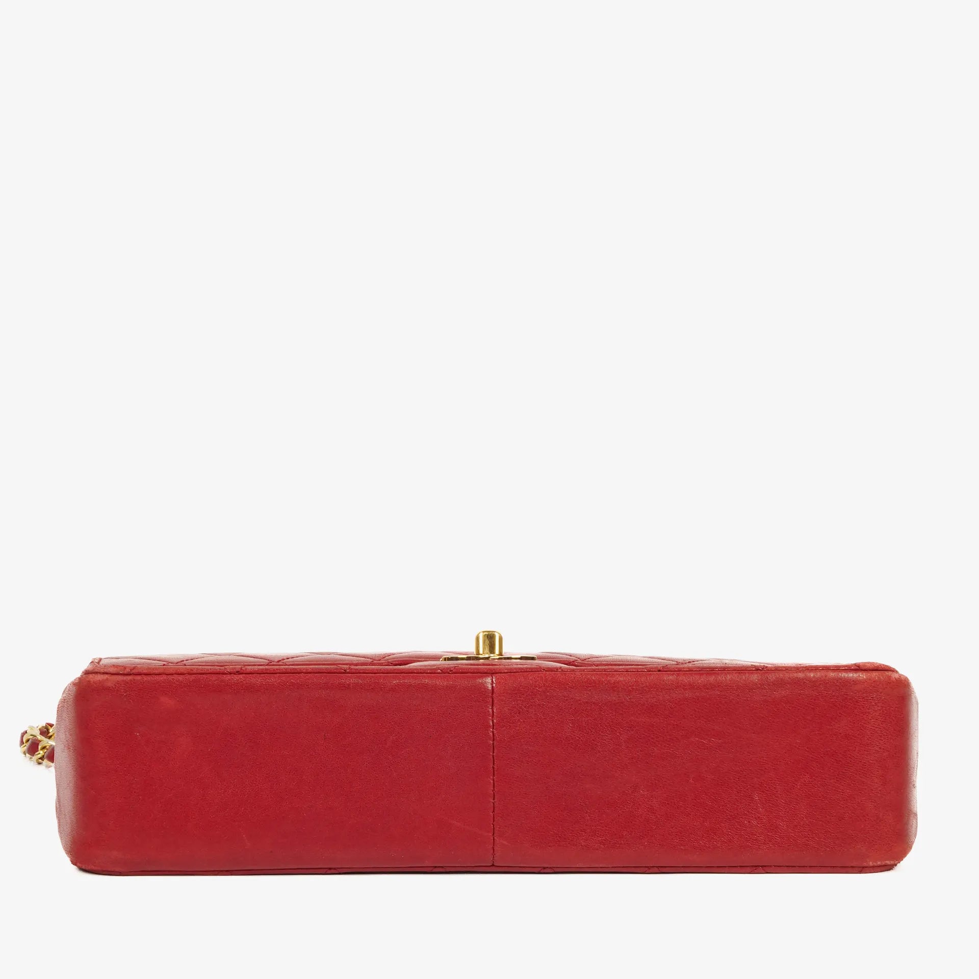 Chanel Timeless Classic Double Flap Bag aus rotem gestepptem Lammleder mit 24K vergoldeter Hardware