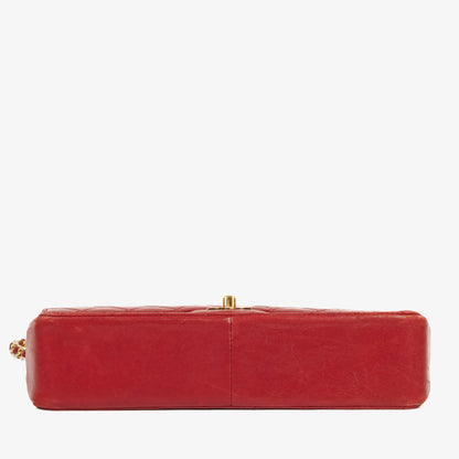 Chanel Timeless Classic Double Flap Bag aus rotem gestepptem Lammleder mit 24K vergoldeter Hardware