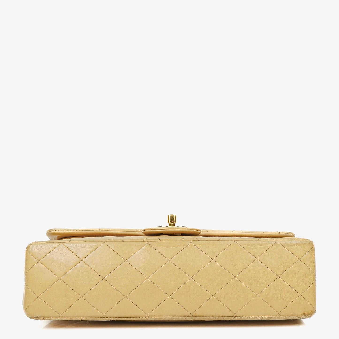 Chanel Timeless Classic Medium Double Flap Tasche aus beigem gestepptem Lammleder mit 24K-vergoldeter Hardware