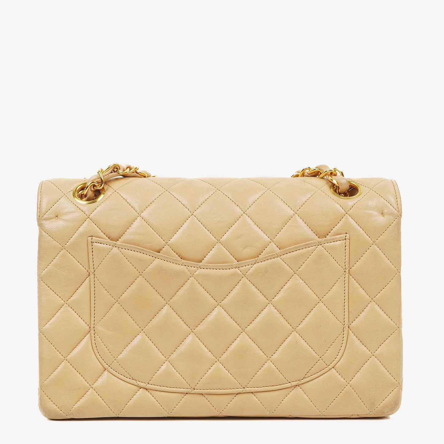 Chanel Timeless Classic Kleine Double Flap Tasche in Beige Stepp-Lammleder und 24K Vergoldeter Hardware