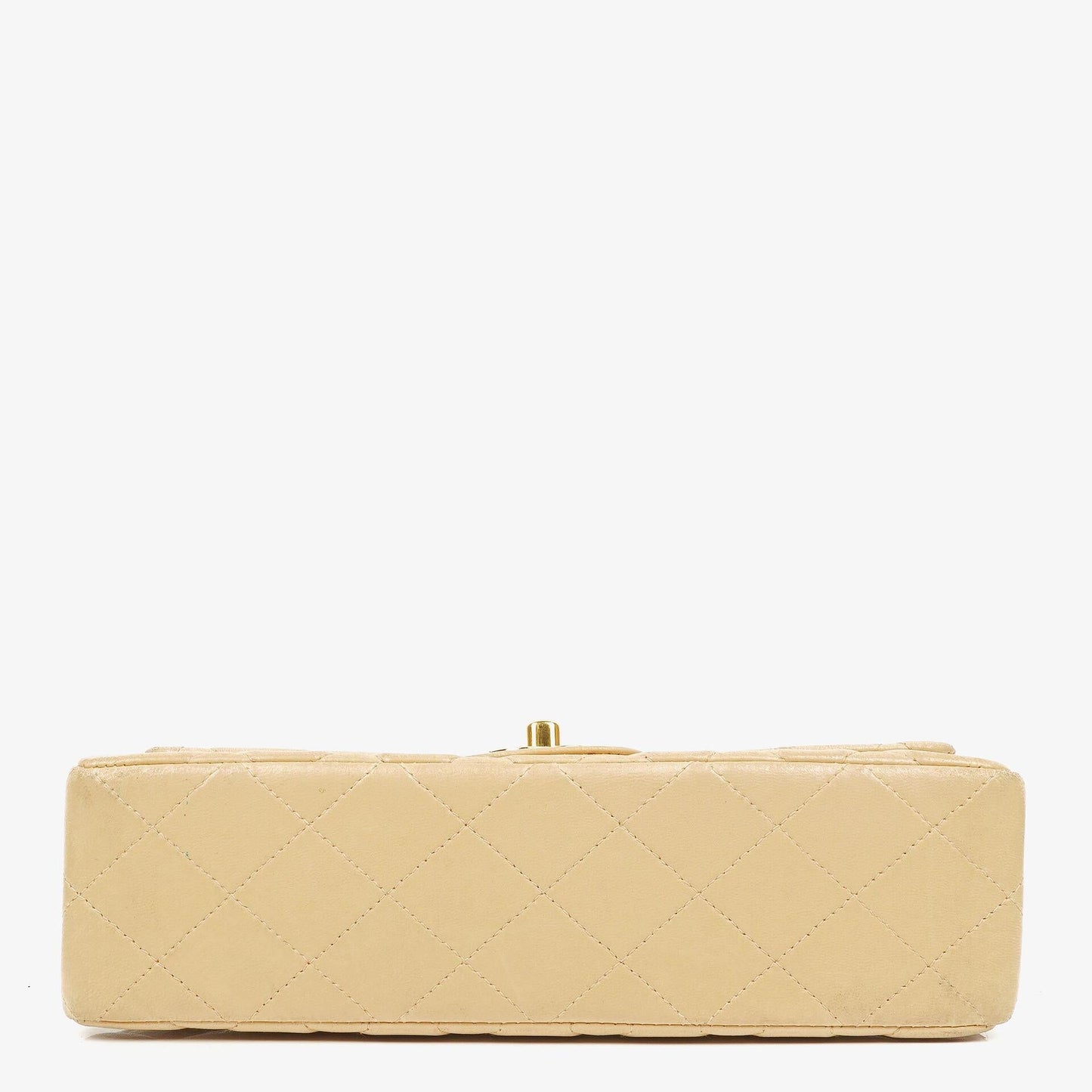Chanel Timeless Classic Small Double Flap Tasche aus beigem gestepptem Lammleder mit 24K vergoldeten Beschlägen