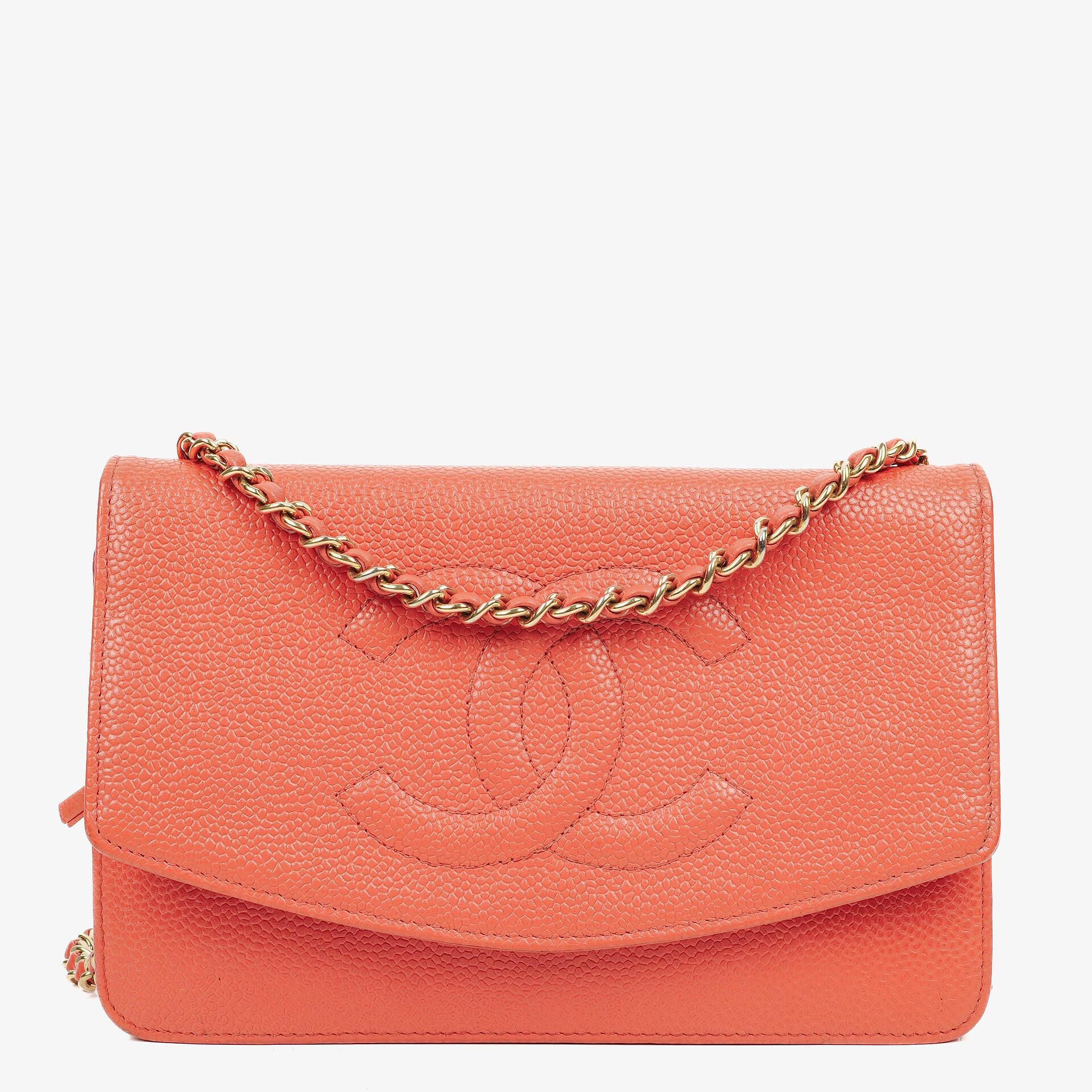 Chanel Timeless Geldbörse an Kette WOC In Kaviarleder