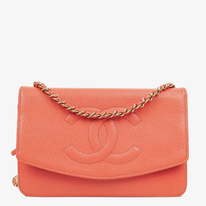 Chanel Timeless Geldbörse an Kette WOC In Kaviarleder