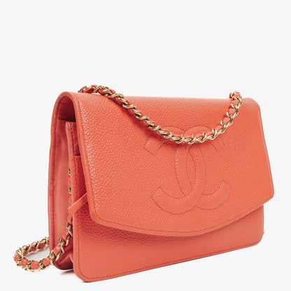 Chanel Timeless Geldbörse an Kette WOC In Kaviarleder