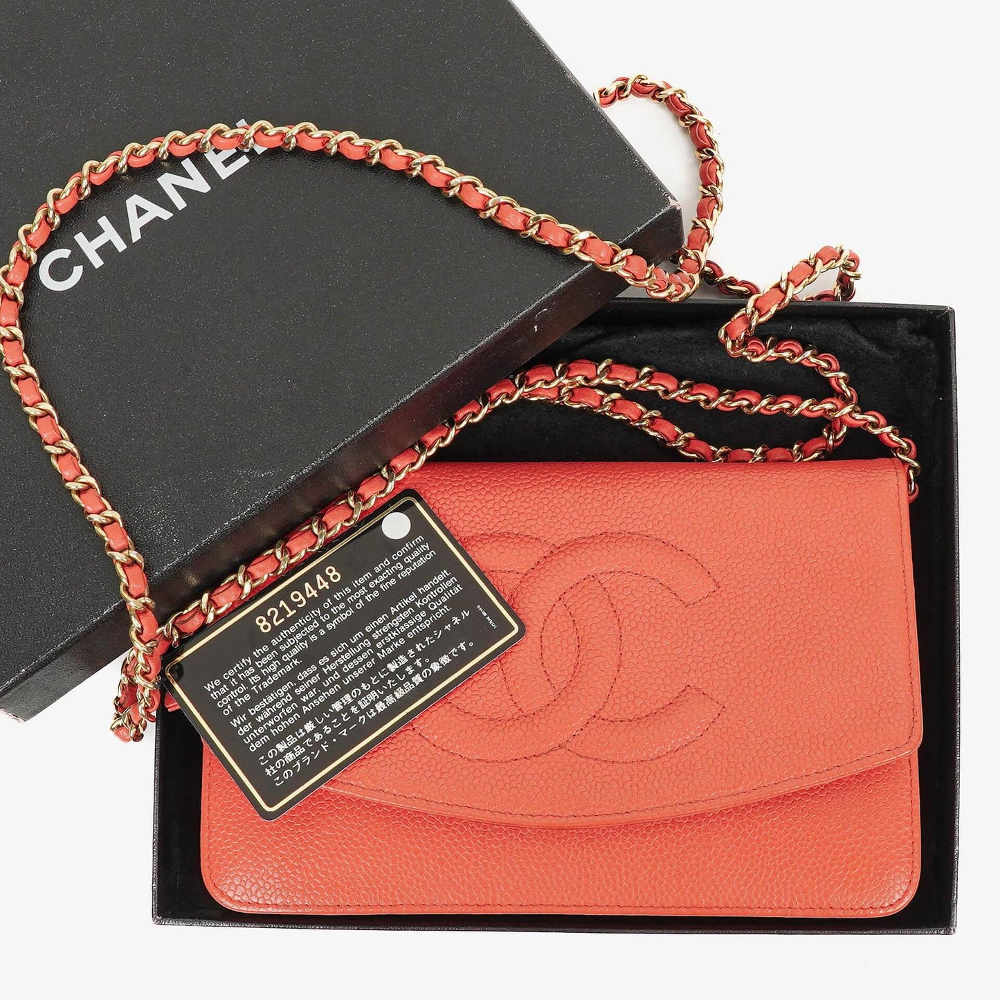 Chanel Timeless Geldbörse an Kette WOC In Kaviarleder