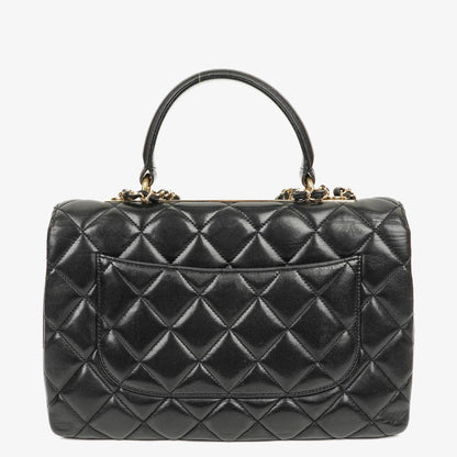Chanel Trendy CC Large Klappentasche aus schwarzem gestepptem Lammleder mit doppelten Henkeln