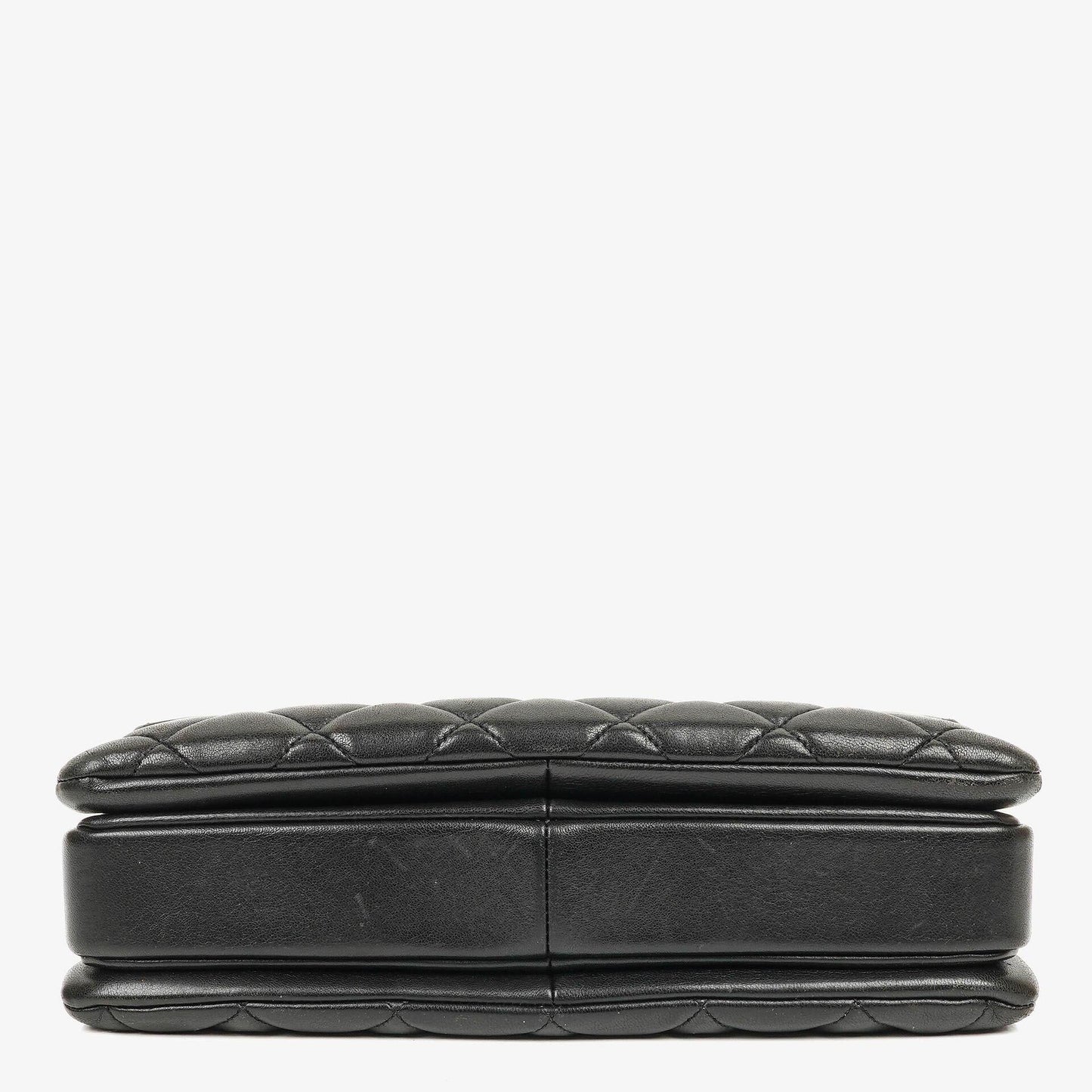 Chanel Trendy CC Large Klappentasche aus schwarzem gestepptem Lammleder mit doppelten Henkeln