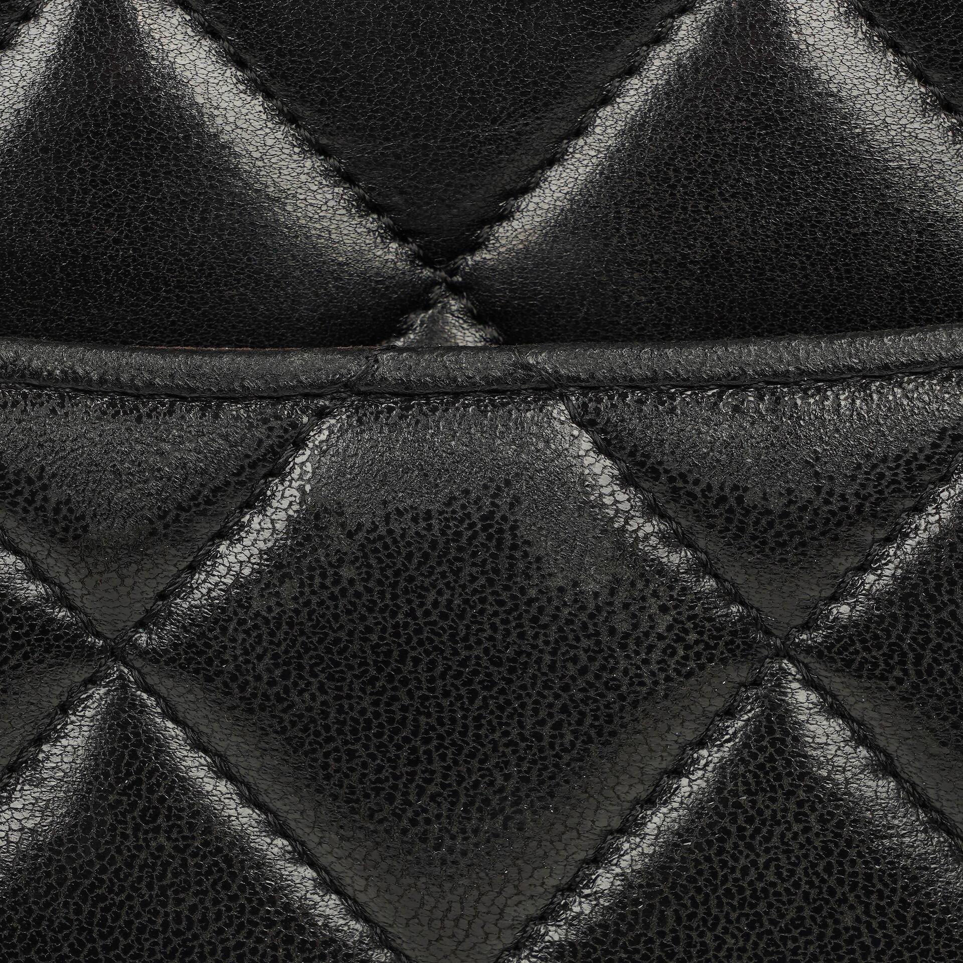 Chanel Trendy CC Large Klappentasche aus schwarzem gestepptem Lammleder mit doppelten Henkeln