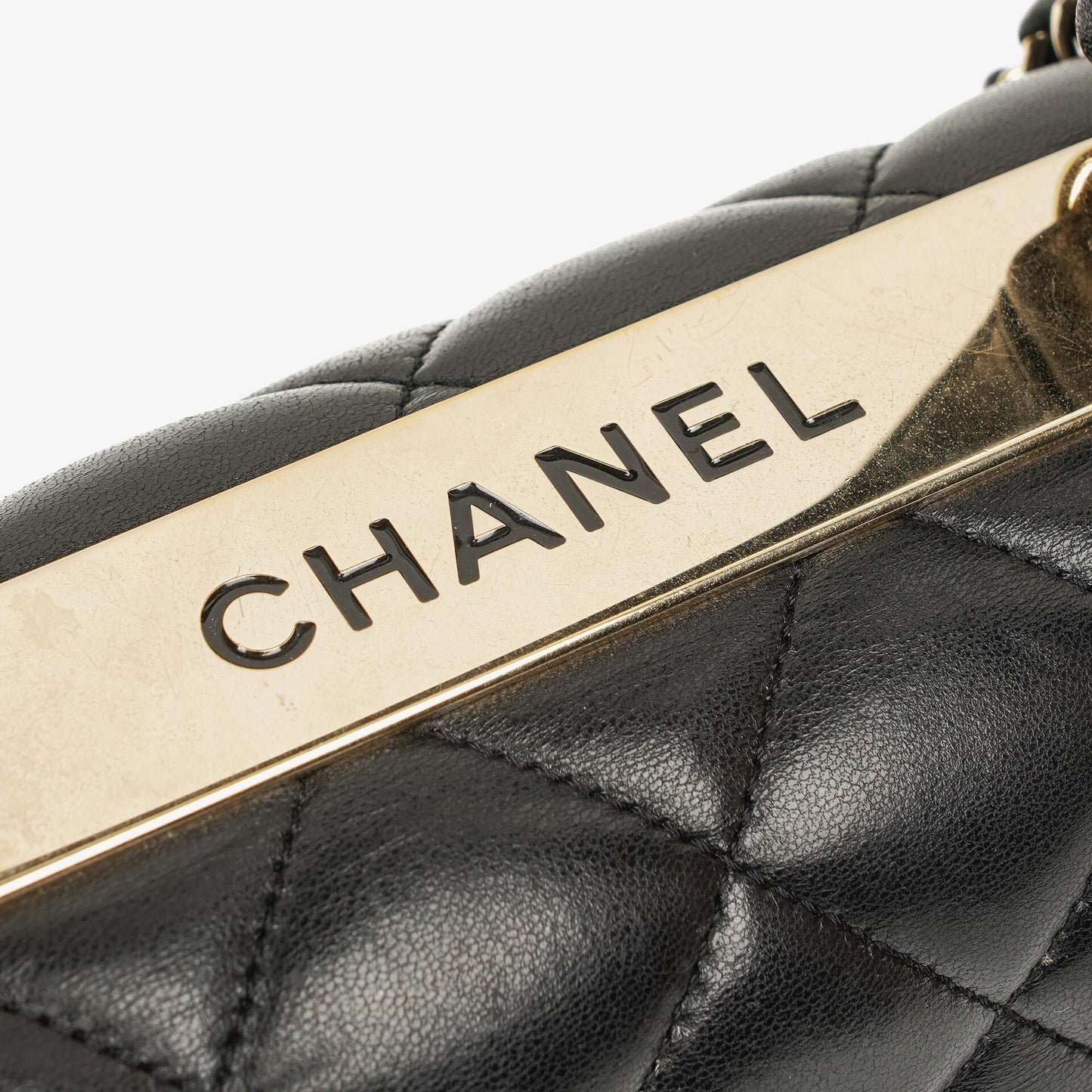 Chanel Trendy CC Large Klappentasche aus schwarzem gestepptem Lammleder mit doppelten Henkeln