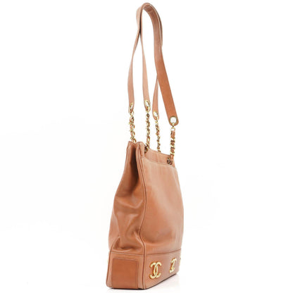 Chanel Triple CC Einkaufstasche aus braunem Leder