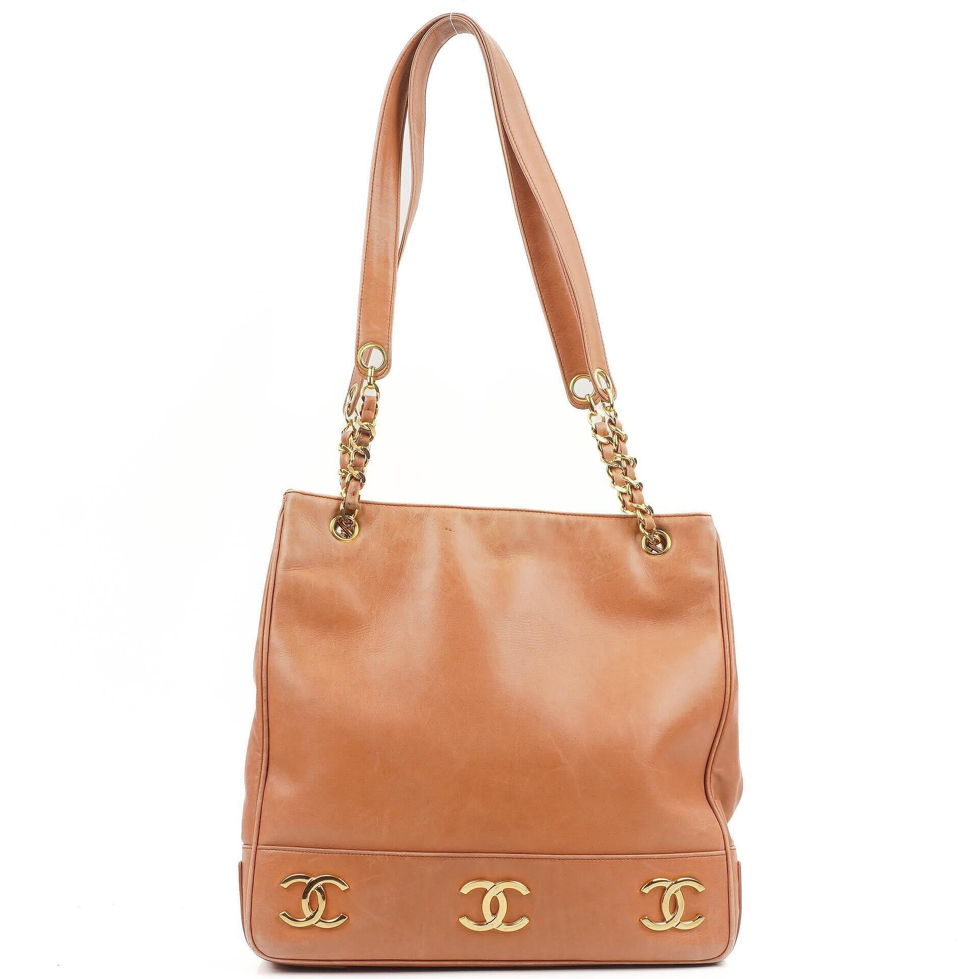 Chanel Triple CC Einkaufstasche aus braunem Leder