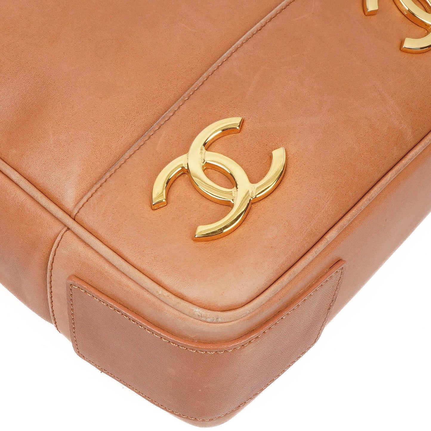 Chanel Triple CC Einkaufstasche aus braunem Leder