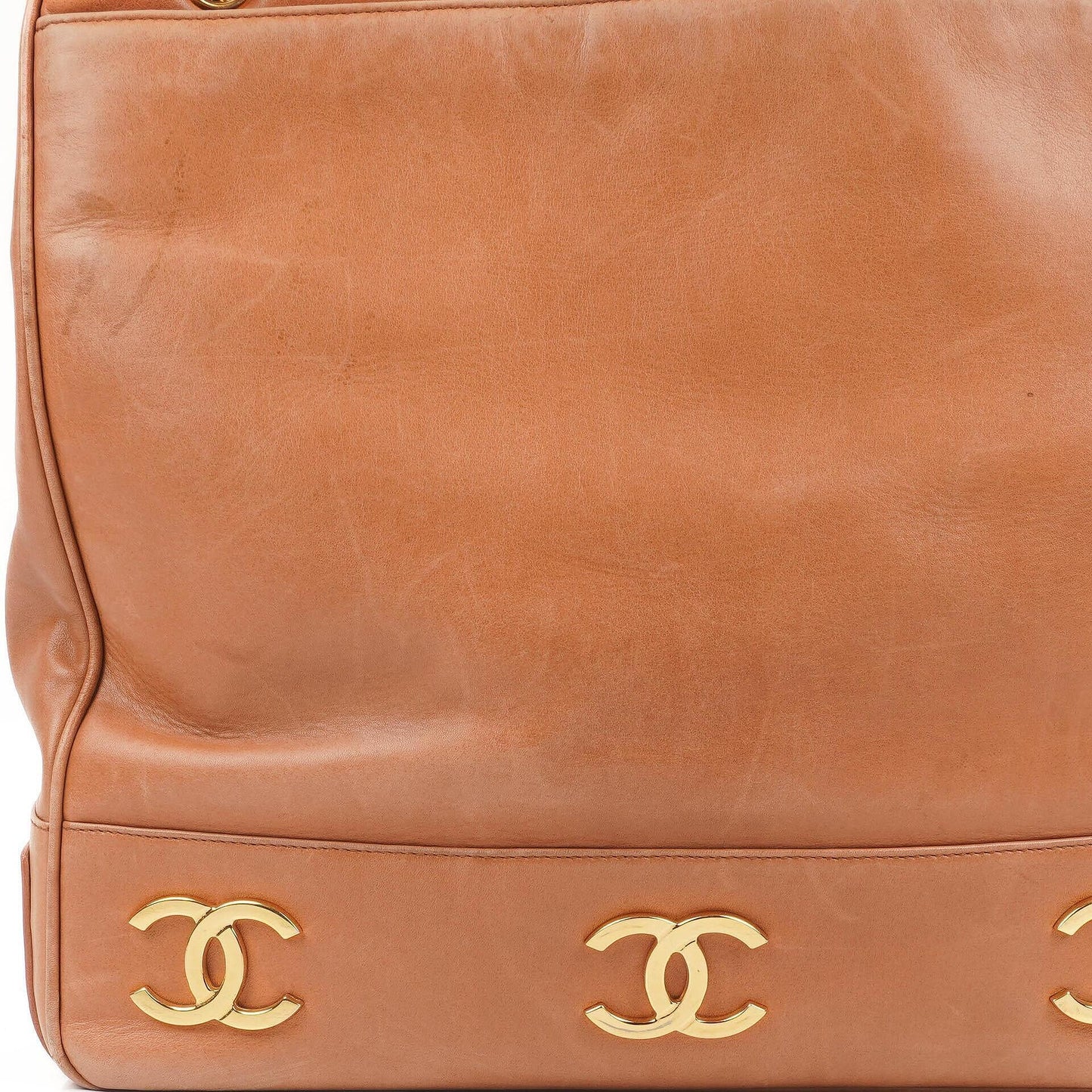 Chanel Triple CC Einkaufstasche aus braunem Leder