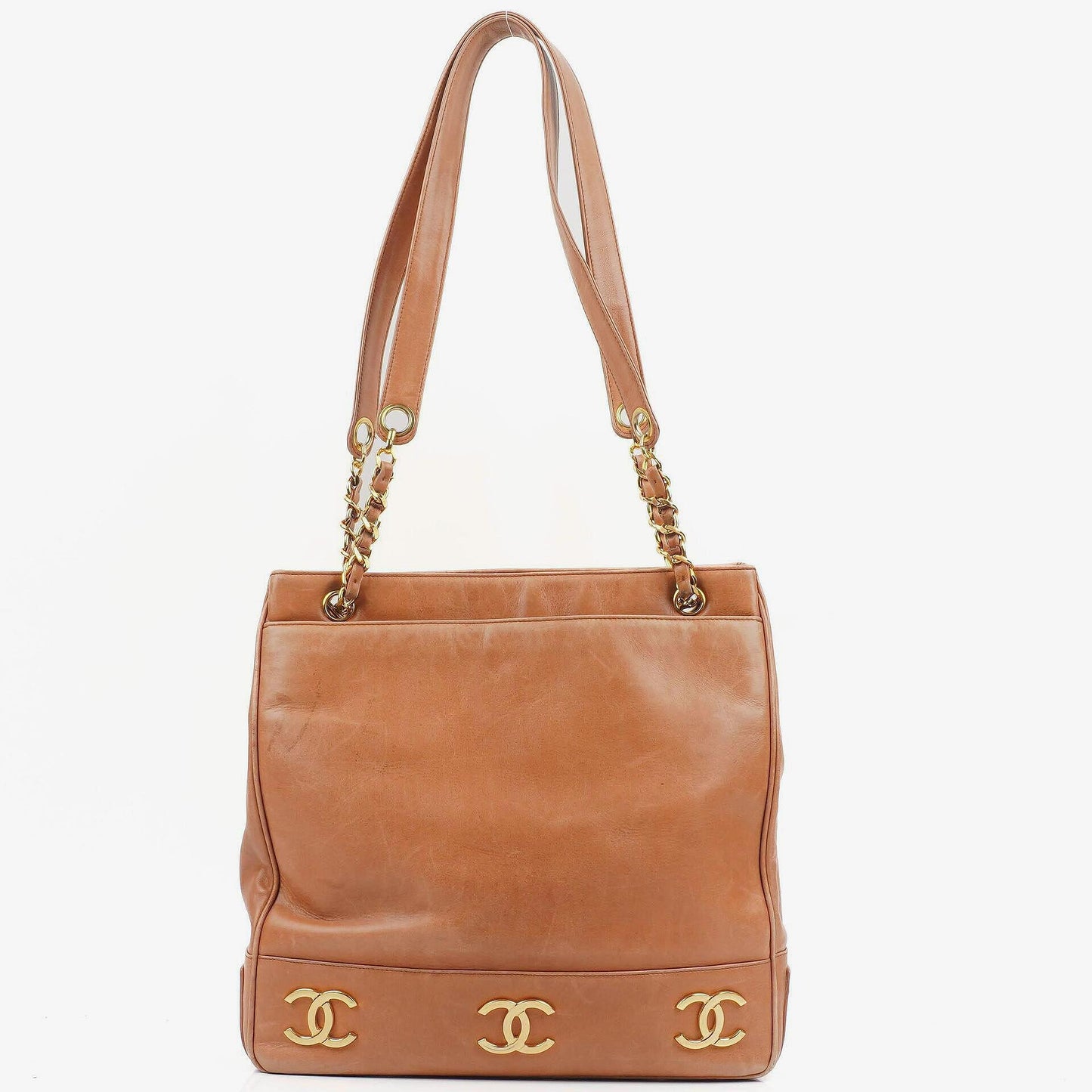 Chanel Triple CC Einkaufstasche aus braunem Leder