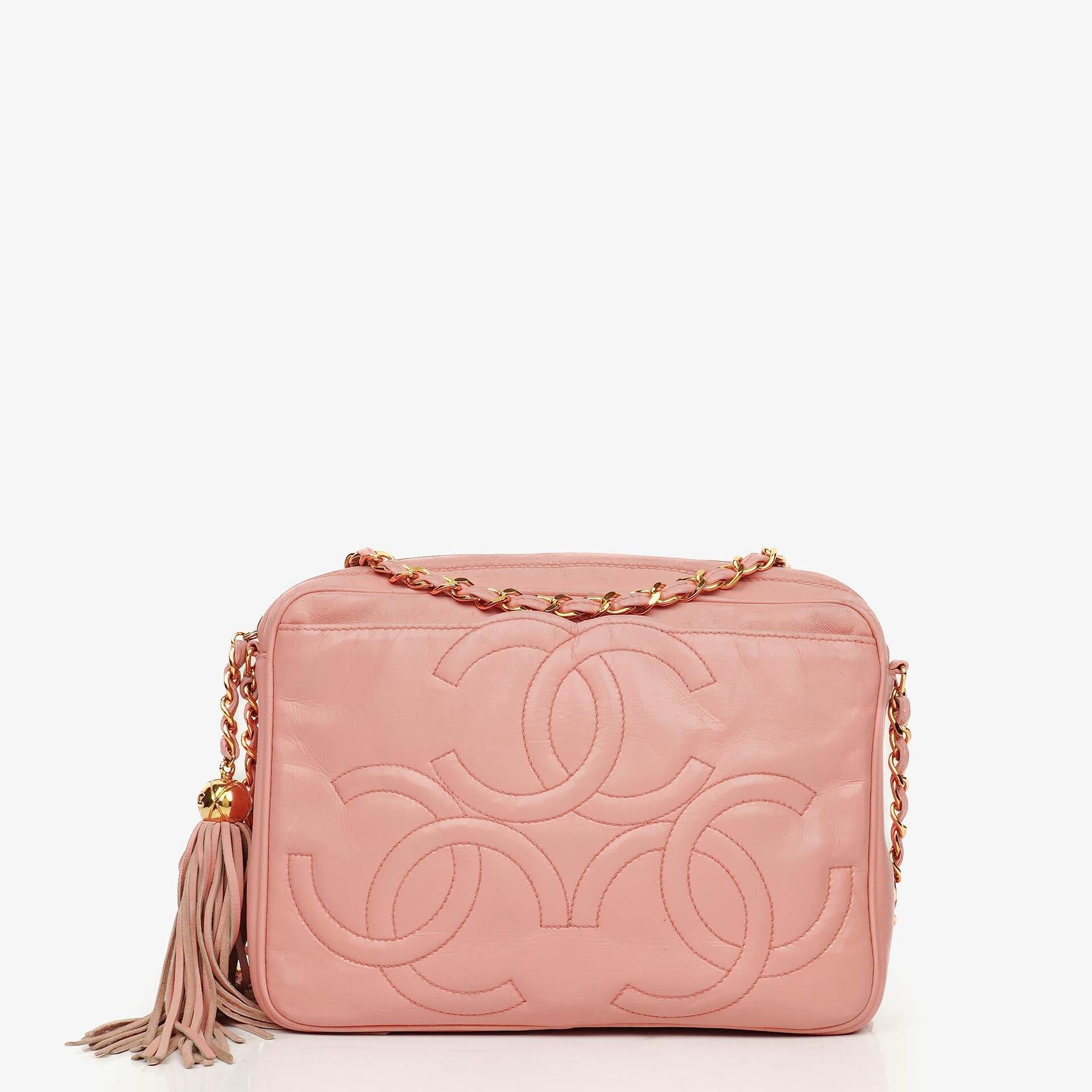 Chanel Triple CC Camera Schultertasche aus Lammleder mit Quaste
