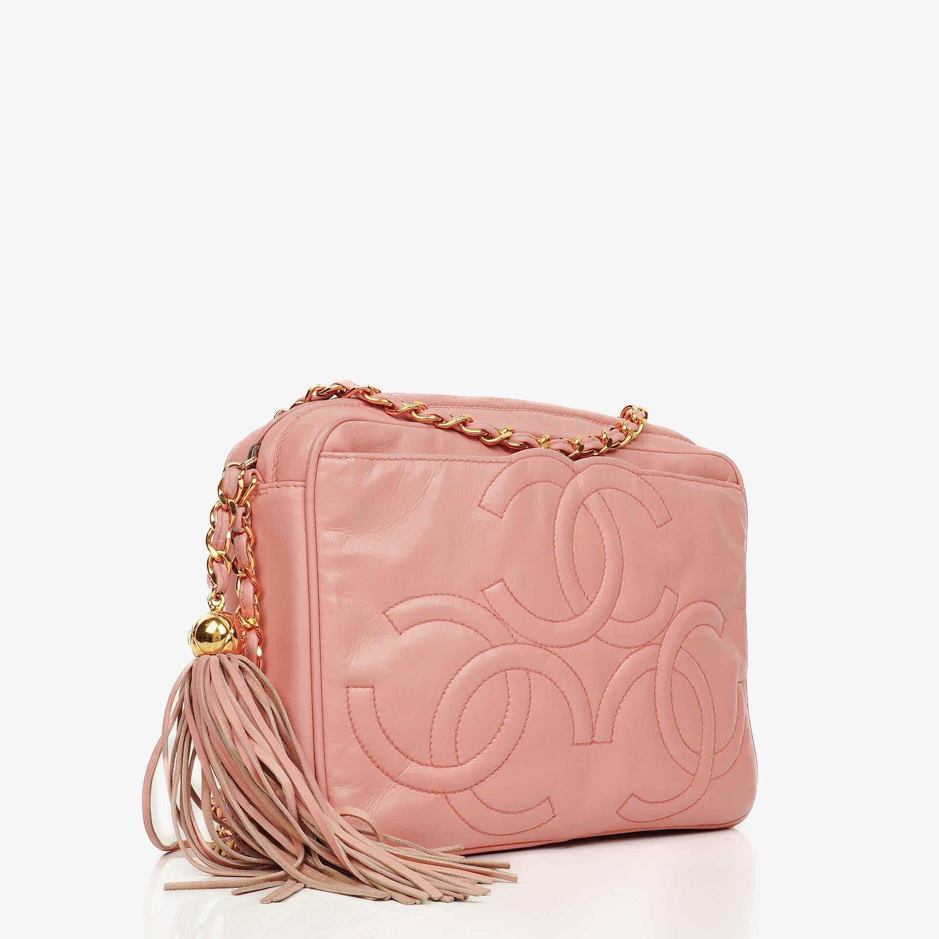 Chanel Triple CC Camera Schultertasche aus Lammleder mit Quaste