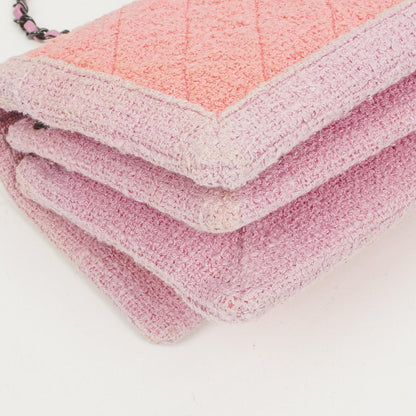Chanel Tweed Medium Zweifarbig Rosa Schulter Double Flap Tasche