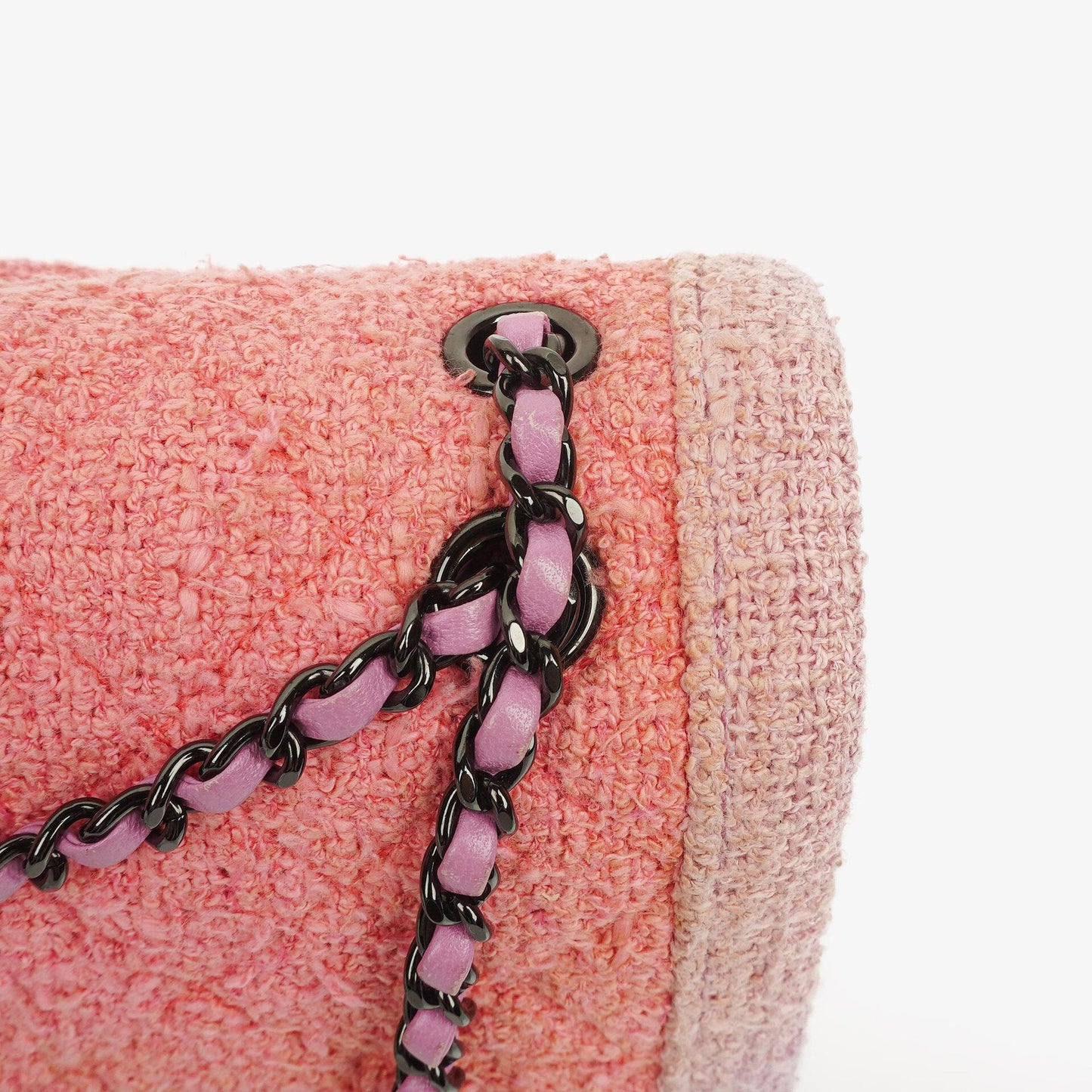 Chanel Tweed Medium Zweifarbig Rosa Schulter Double Flap Tasche