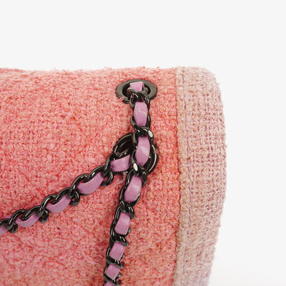 Chanel Tweed Medium Zweifarbig Rosa Schulter Double Flap Tasche