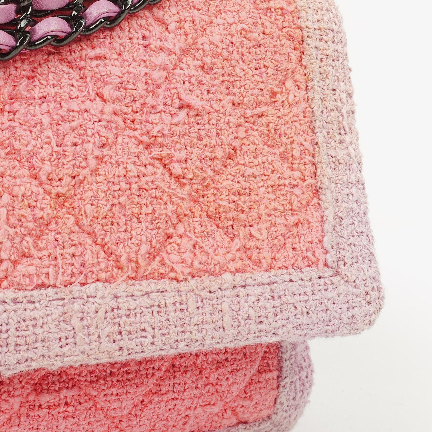 Chanel Tweed Medium Zweifarbig Rosa Schulter Double Flap Tasche