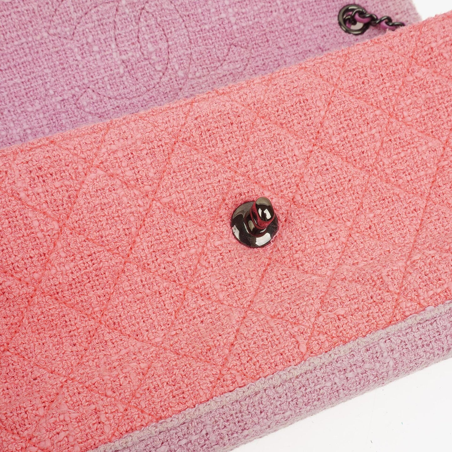 Chanel Tweed Medium Zweifarbig Rosa Schulter Double Flap Tasche