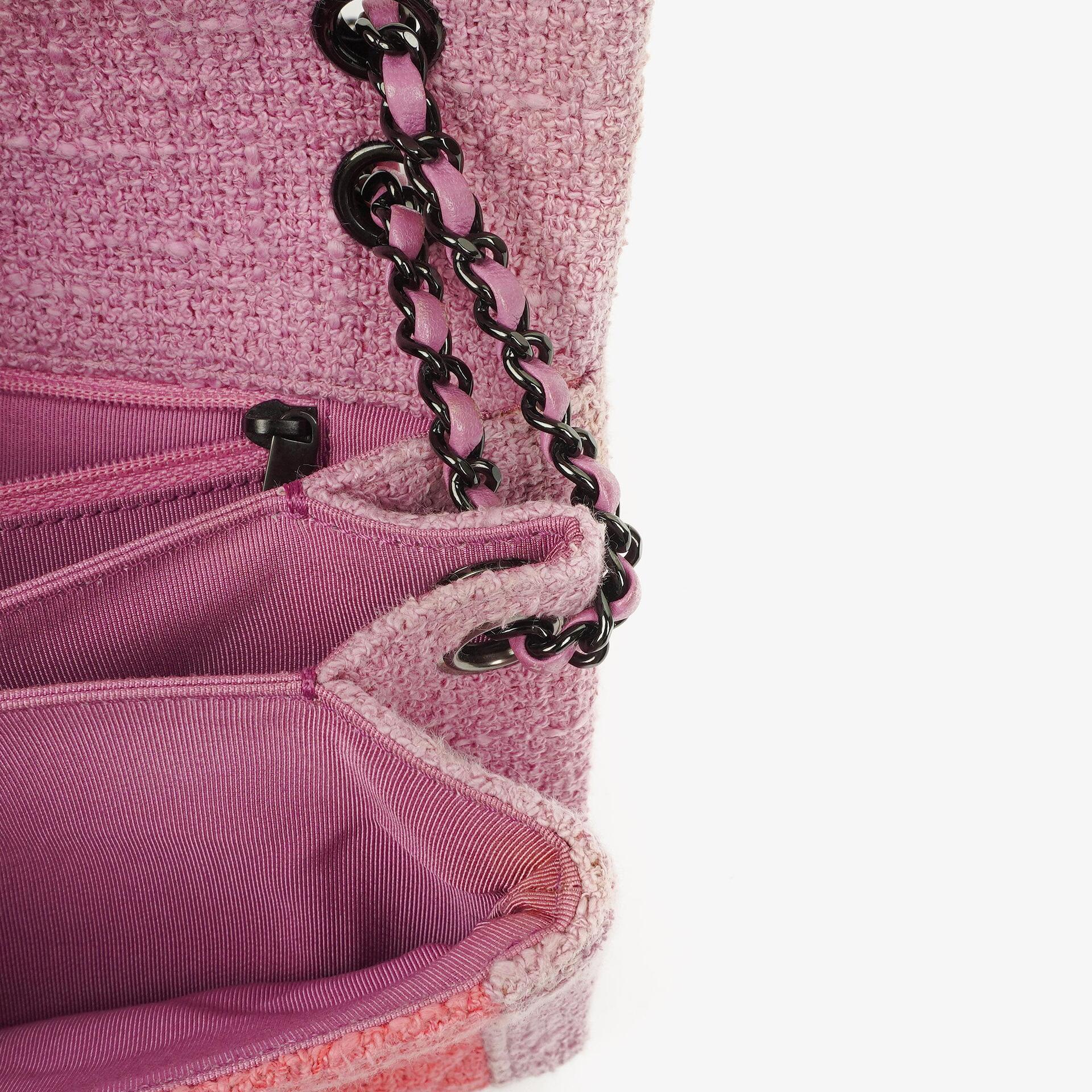 Chanel Tweed Medium Zweifarbig Rosa Schulter Double Flap Tasche