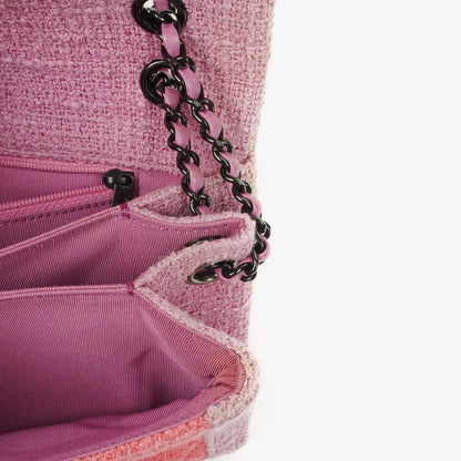 Chanel Tweed Medium Zweifarbig Rosa Schulter Double Flap Tasche