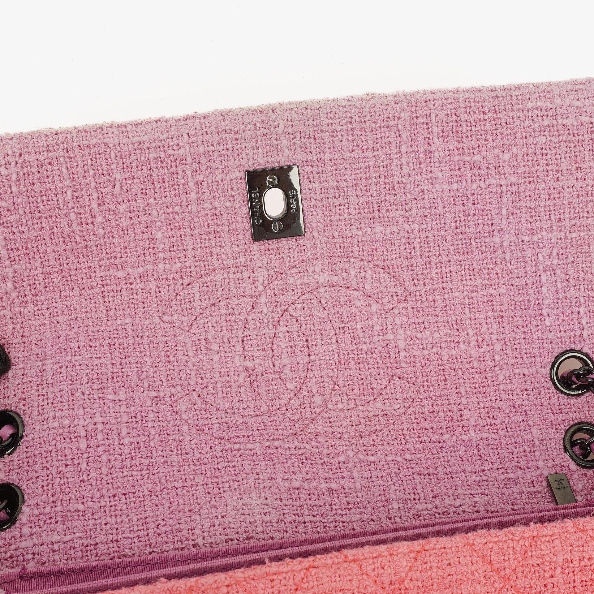 Chanel Tweed Medium Zweifarbig Rosa Schulter Double Flap Tasche