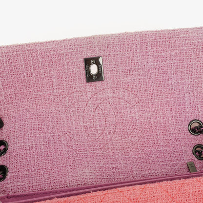 Chanel Tweed Medium Zweifarbig Rosa Schulter Double Flap Tasche