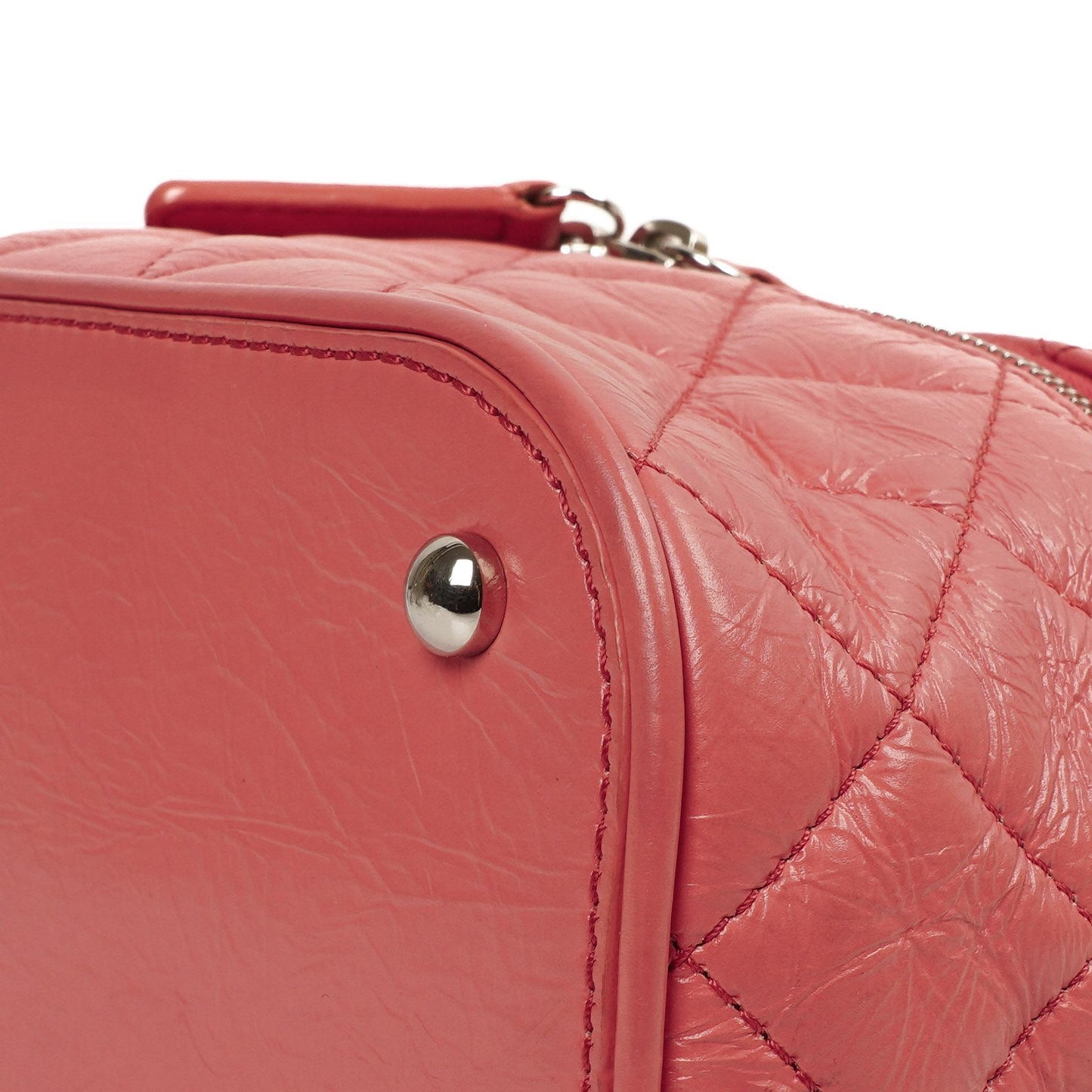 Chanel Vanity Schultertasche In Genarbtem Rosa Gestepptem Kalbsleder Und Klarem PVC, 2017-2018