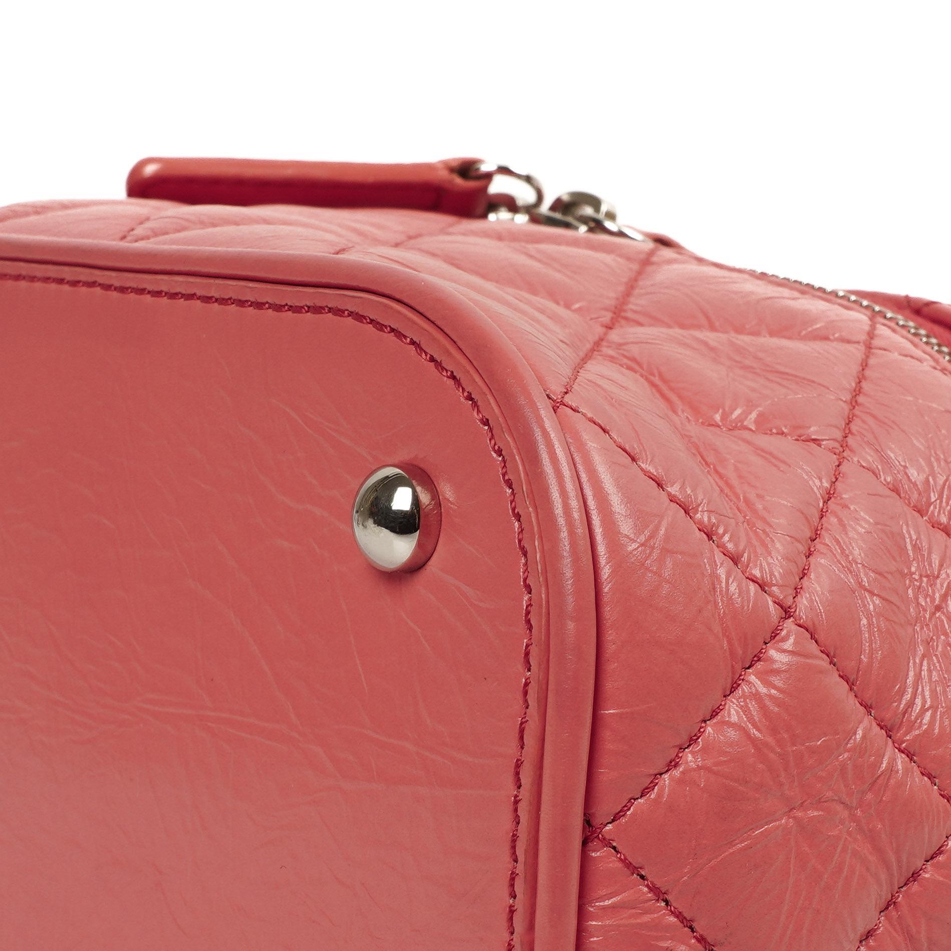 Chanel Vanity Schultertasche In Genarbtem Rosa Gestepptem Kalbsleder Und Klarem PVC, 2017-2018