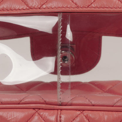 Chanel Vanity Schultertasche In Genarbtem Rosa Gestepptem Kalbsleder Und Klarem PVC, 2017-2018