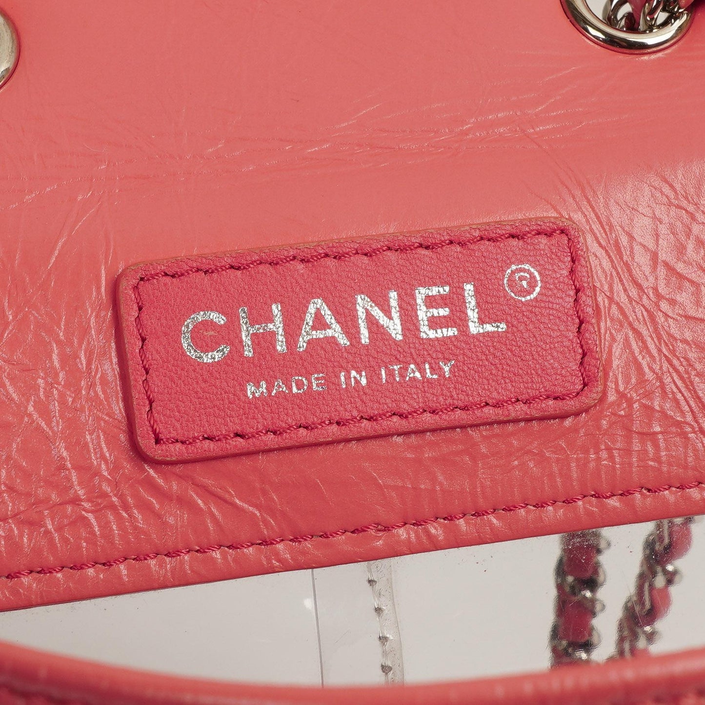 Chanel Vanity Schultertasche In Genarbtem Rosa Gestepptem Kalbsleder Und Klarem PVC, 2017-2018