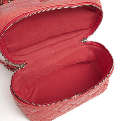 Chanel Vanity Schultertasche In Genarbtem Rosa Gestepptem Kalbsleder Und Klarem PVC, 2017-2018