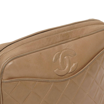Chanel Vintage Kamera Quaste Tasche CC Fronttasche Beige Gequiltetes Lammleder